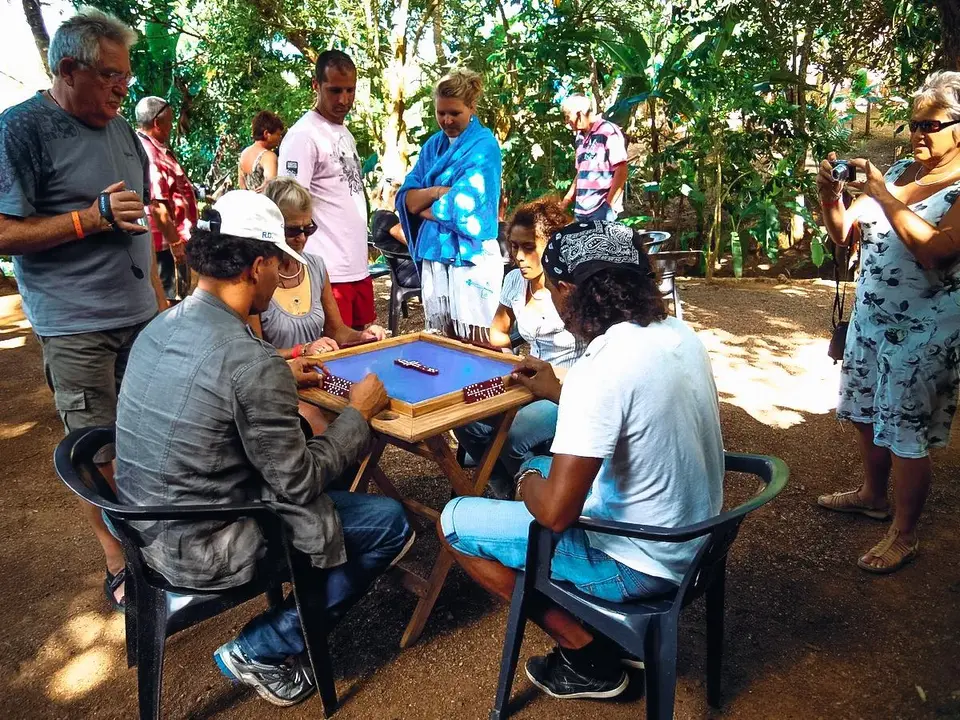 playing dominos with the locals
